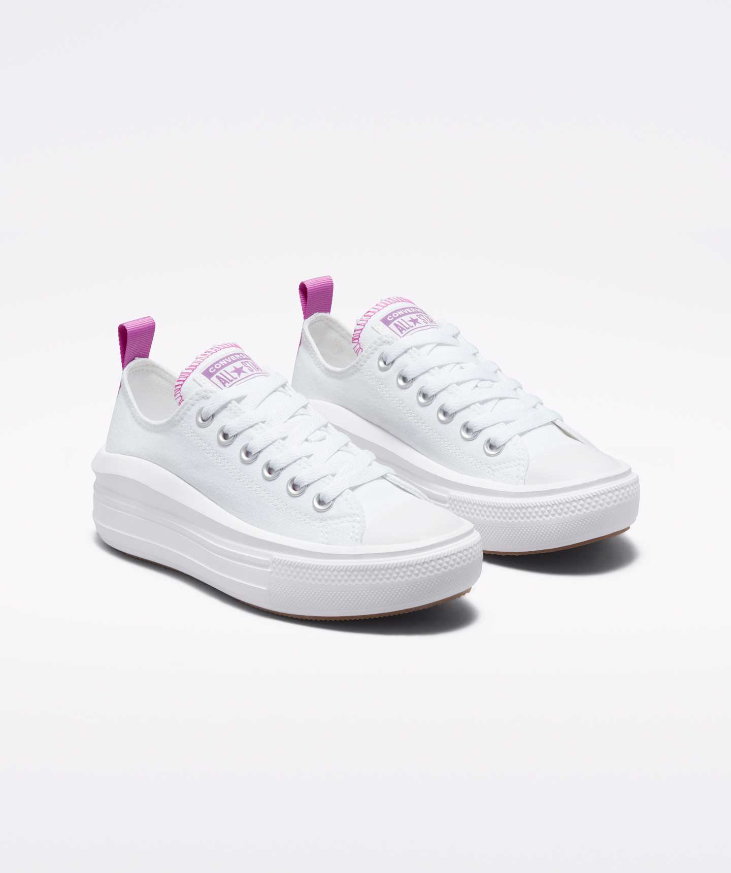 Tenis Converse de Plataforma Move Blancos en Choclo de Lona para Niñas Vista lateral derecha del par