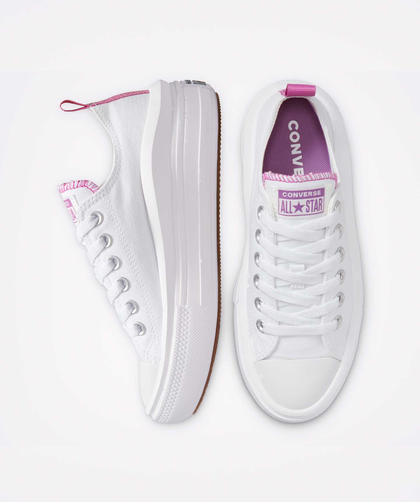 Tenis Converse de Plataforma Move Blancos en Choclo de Lona para Niñas Vista aérea