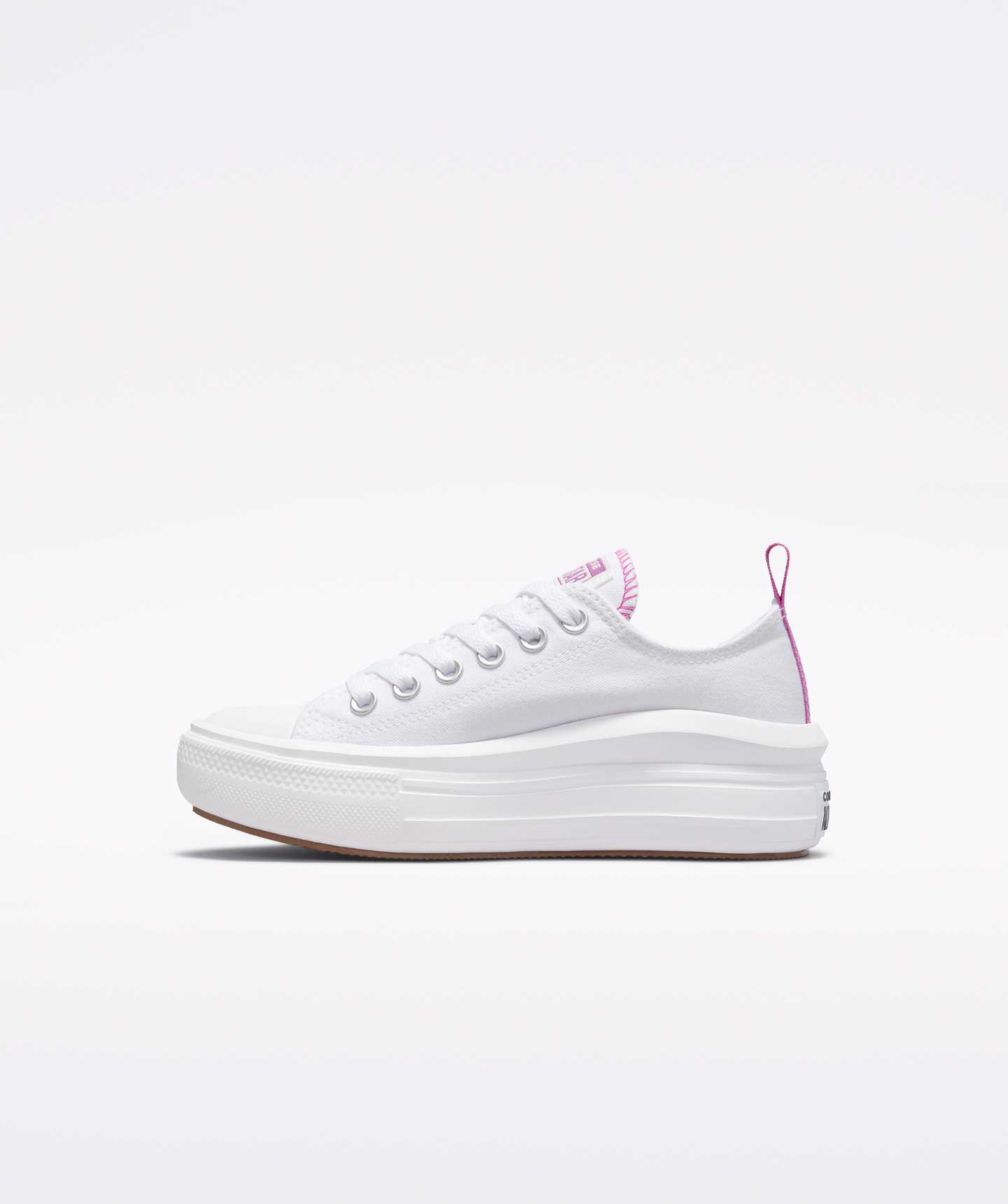 Tenis Converse de Plataforma Move Blancos en Choclo de Lona para Niñas Vista lateral exterior