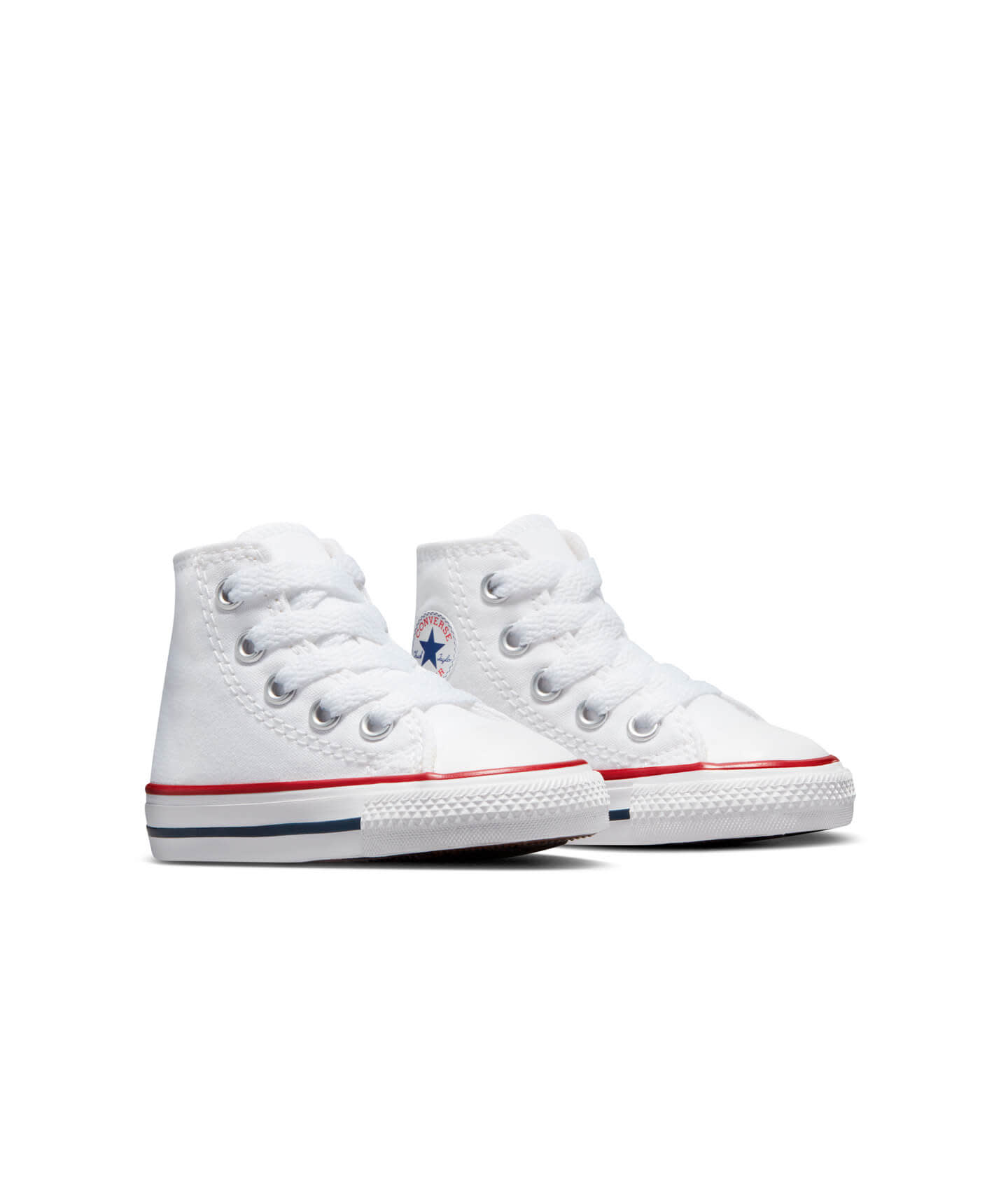 Tenis Converse Chuck Taylor All Star Blancos en Bota de Lona para Niños Vista lateral derecha del par