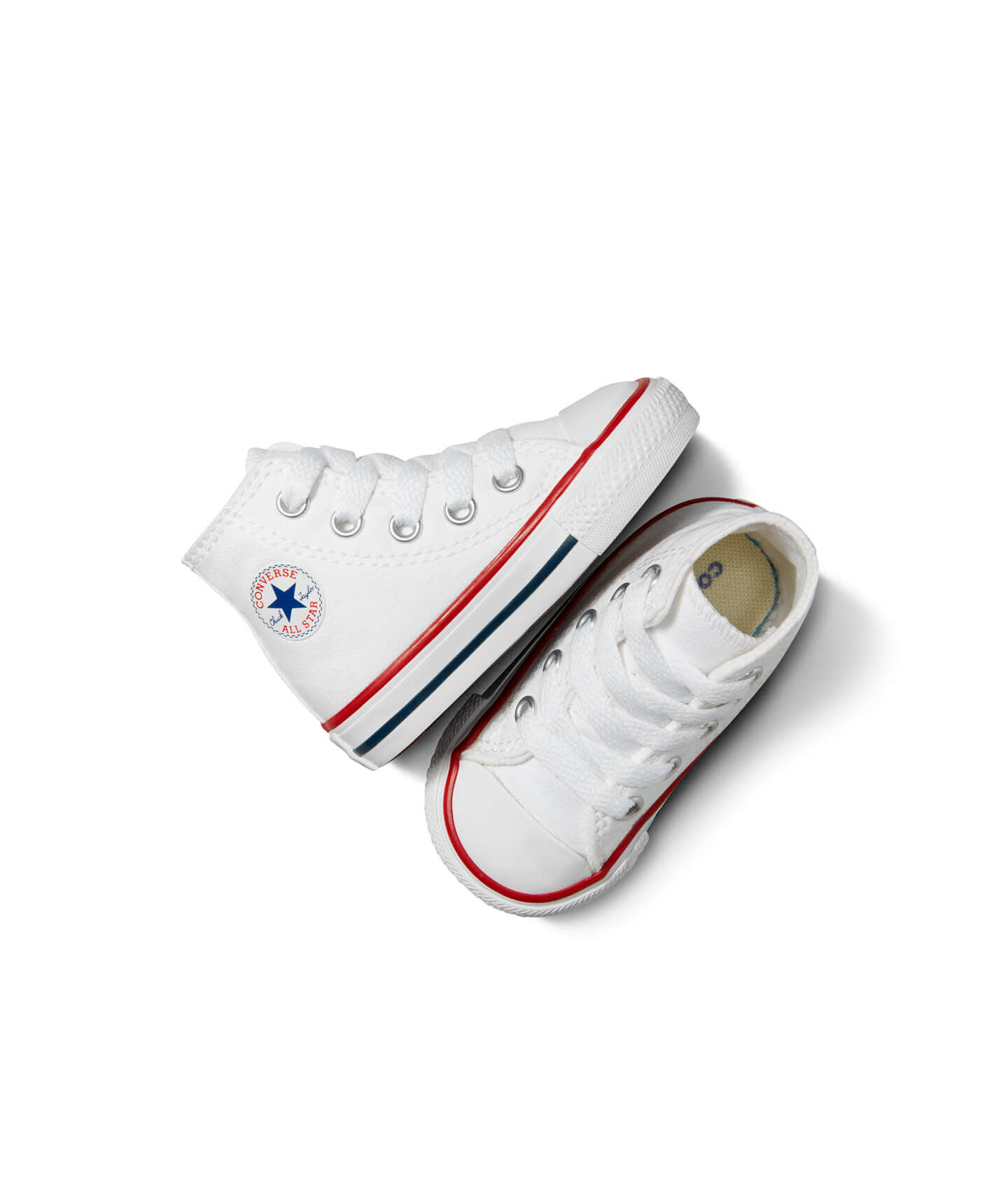 Tenis Converse Chuck Taylor All Star Blancos en Bota de Lona para Niños Vista aérea