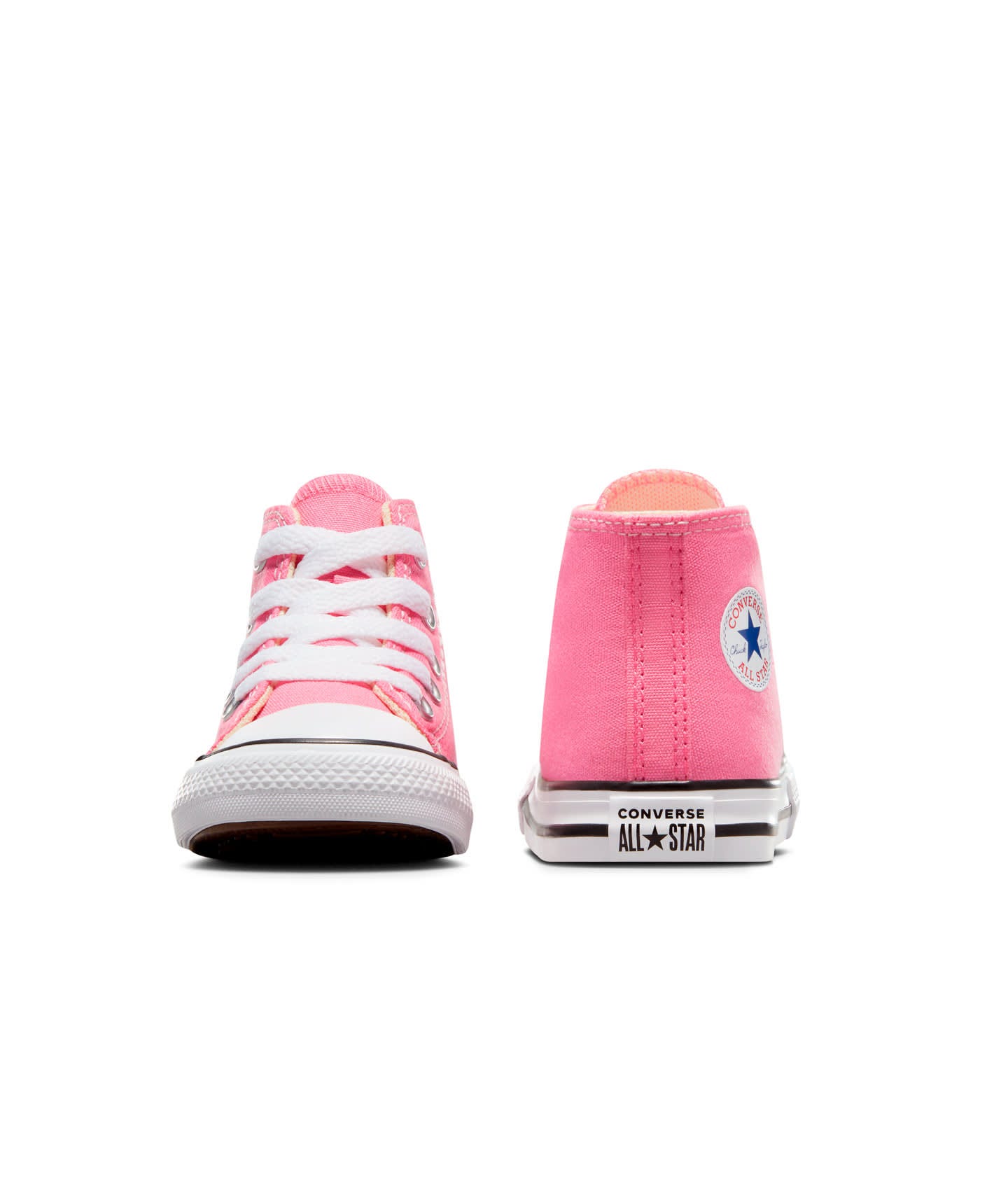 Tenis Converse Chuck Taylor All Star Rosas en Bota de Lona para Niñas Vista frontal y trasera