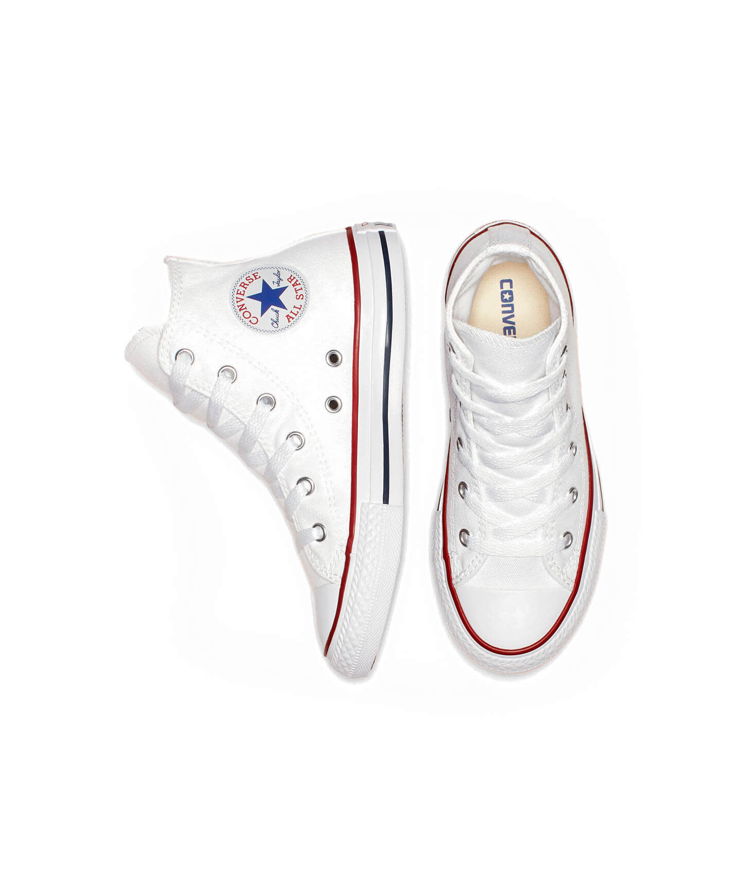  Tenis Converse Chuck Taylor Clásico Blancos en Bota de Lona para Niños Vista aérea