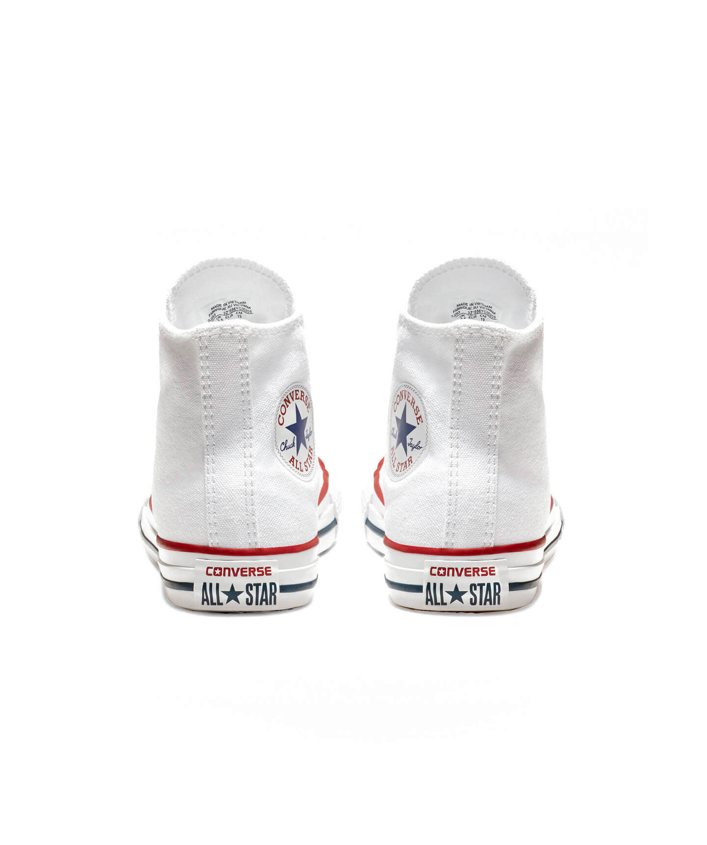  Tenis Converse Chuck Taylor Clásico Blancos en Bota de Lona para Niños Vista trasera