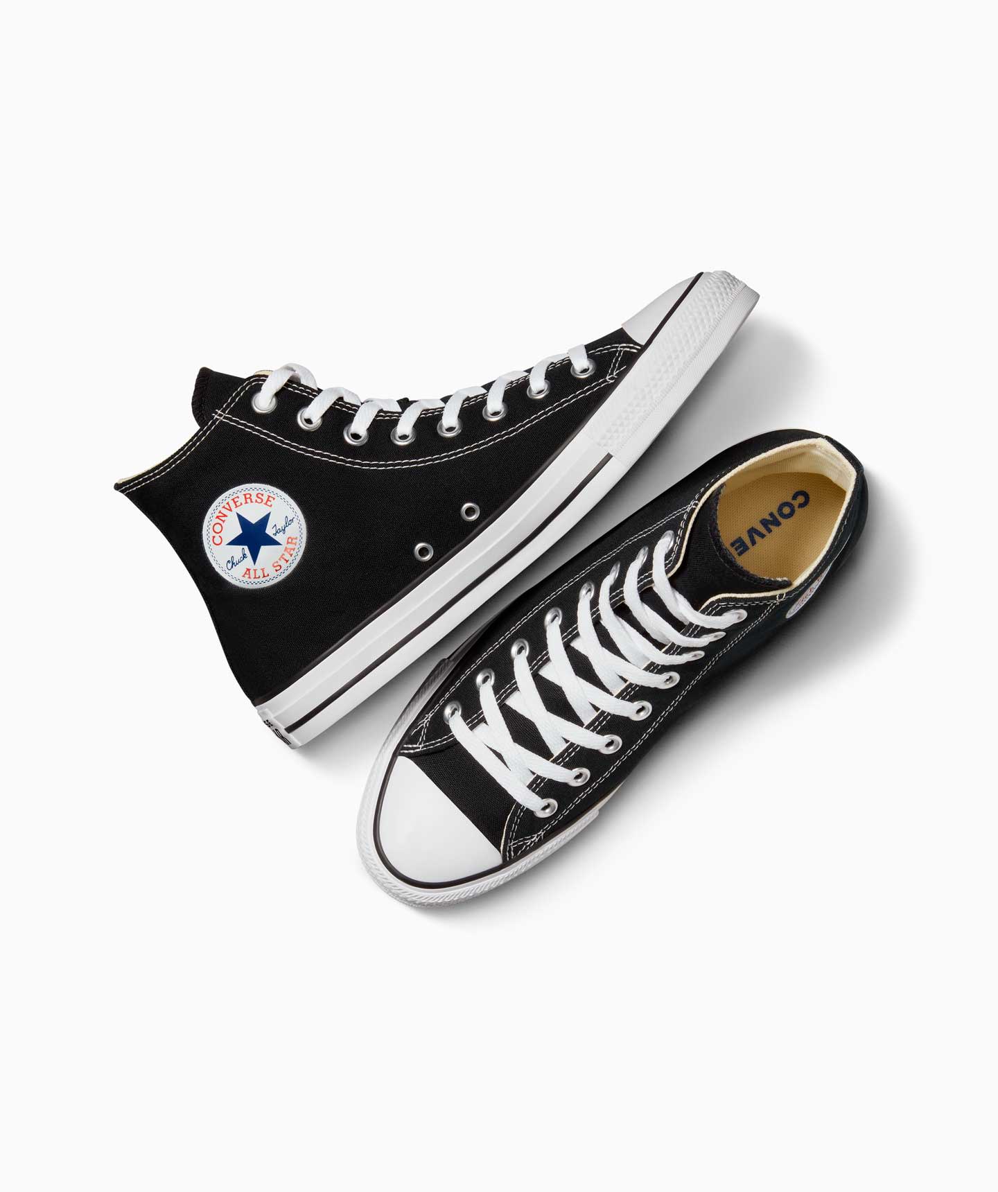 Tenis Converse Chuck Taylor All Star Negros en Bota de Lona Unisex Vista aérea