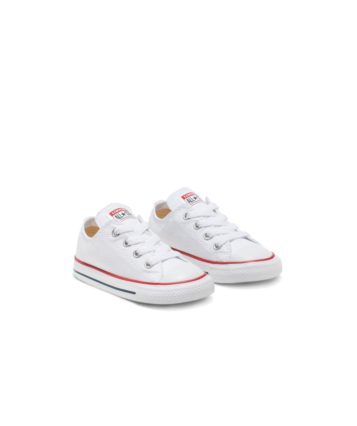 Tenis Converse Chuck Taylor All Star Blancos en Choclo de Lona para Niños Vista lateral derecha del par
