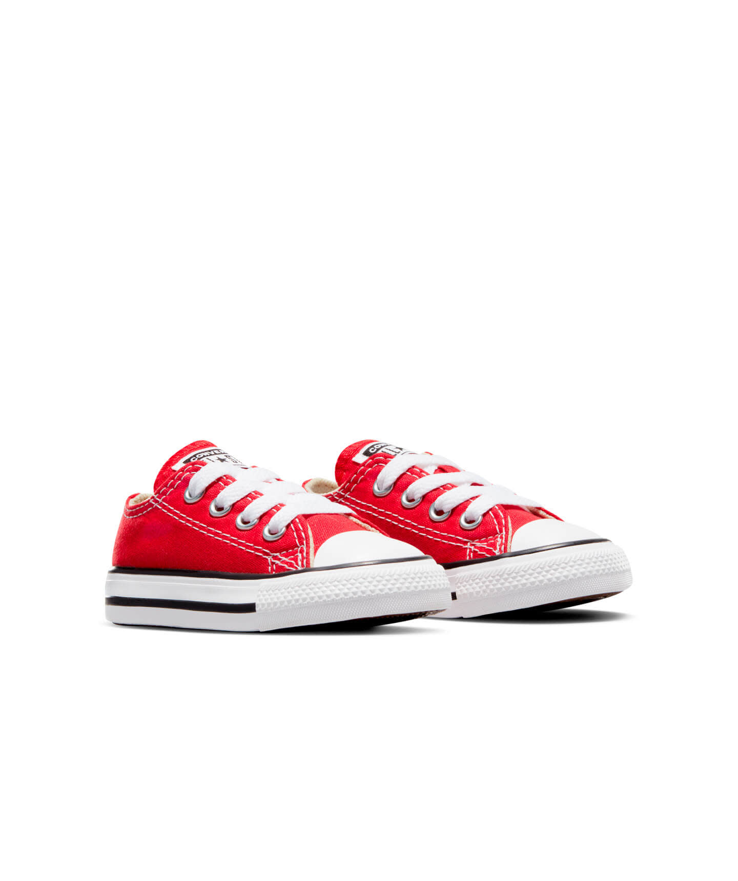 Tenis Converse Chuck Taylor All Star Rojos en Choclo de Lona para Niños Vista lateral derecha del par