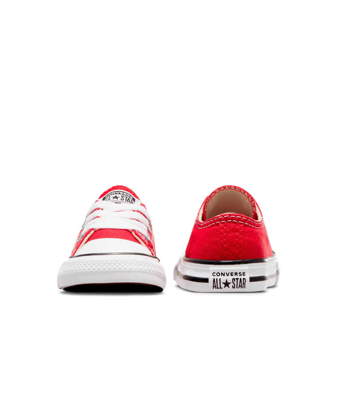 Tenis Converse Chuck Taylor All Star Rojos en Choclo de Lona para Niños Vista frontal y trasera