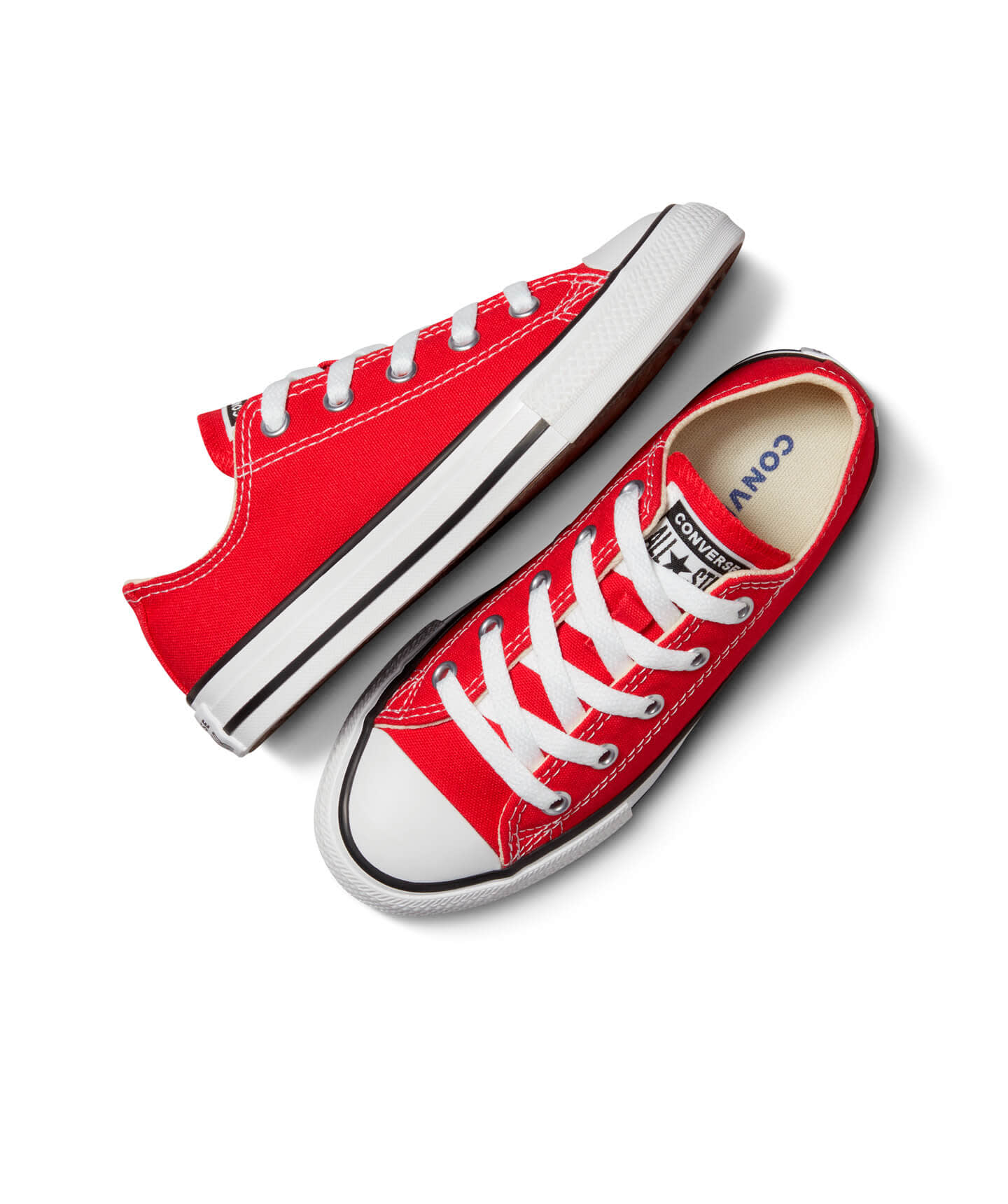 Tenis Converse Chuck Taylor Clásico Rojos en Choclo de Lona para Niños Vista aérea