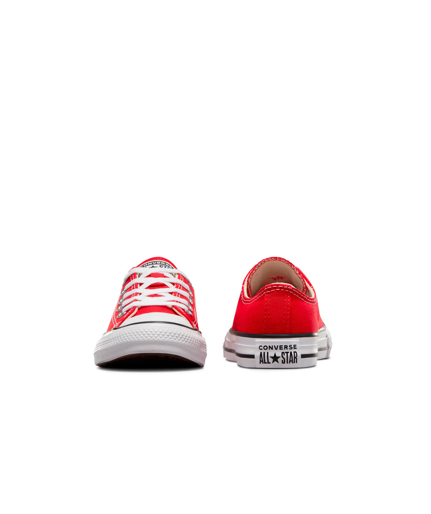 Tenis Converse Chuck Taylor Clásico Rojos en Choclo de Lona para Niños Vista frontal y trasera