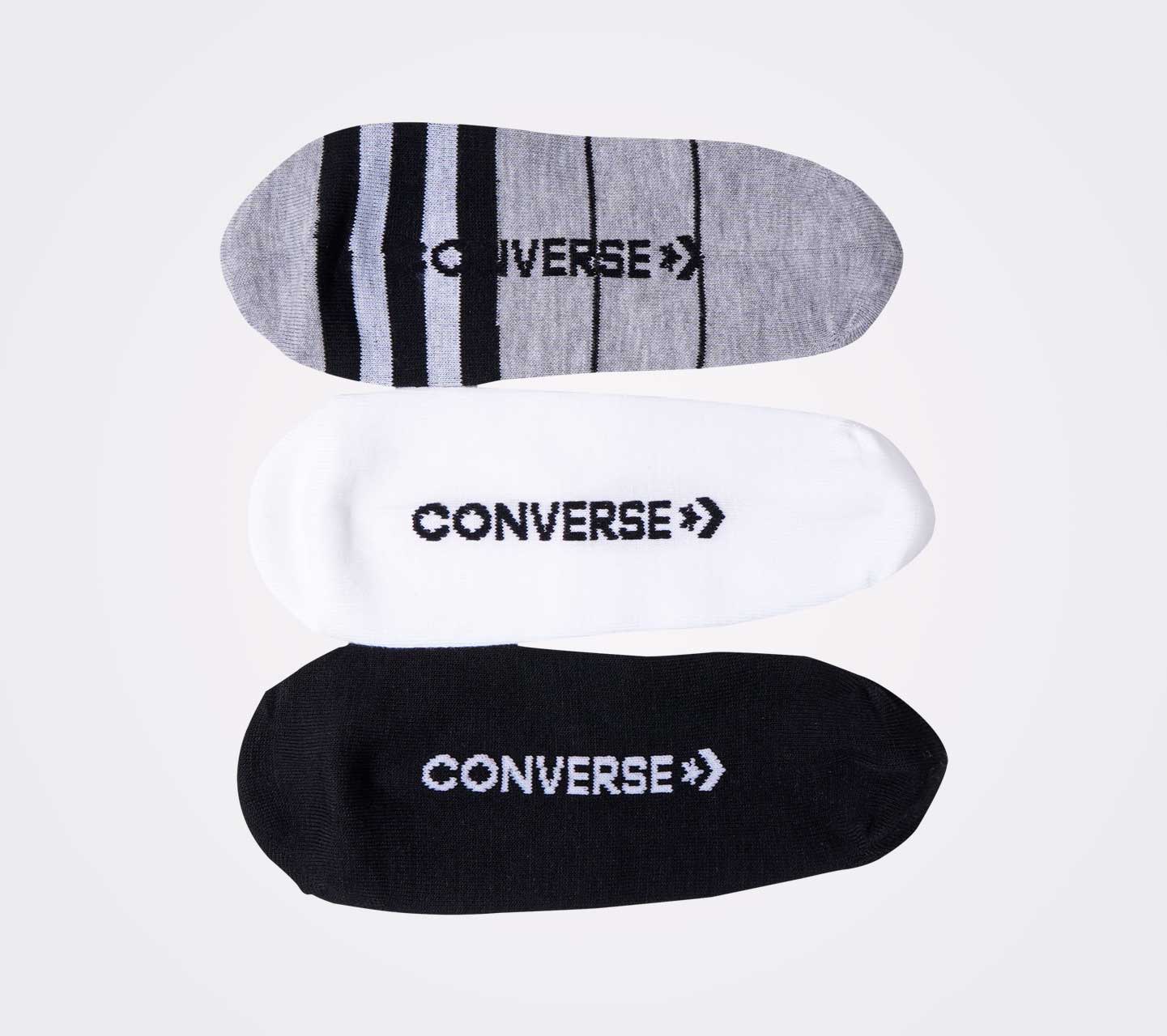 Tripack de Calcetines Converse Chuck Taylor Multicolor Básicos para Hombre Vista del talón con logo