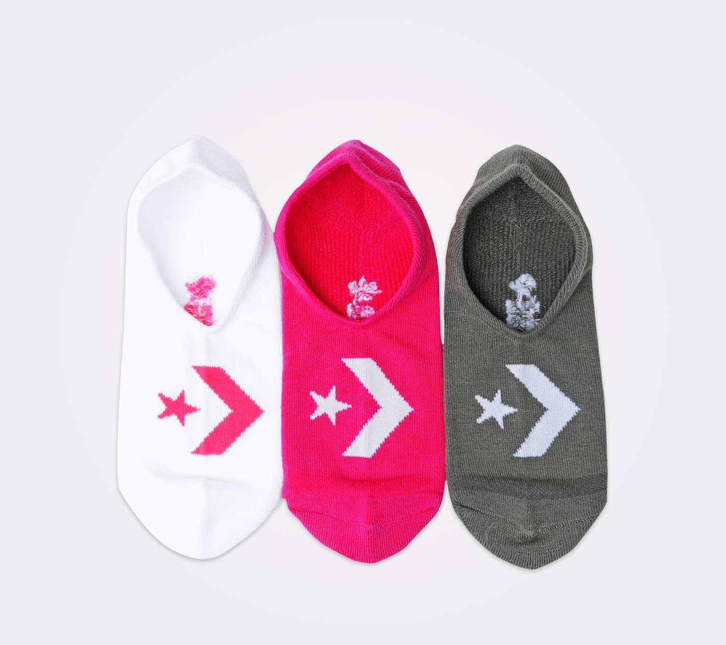 Tripack de Calcetines Cortos Star Chevron Converse Multicolor para Mujer Vista logo
