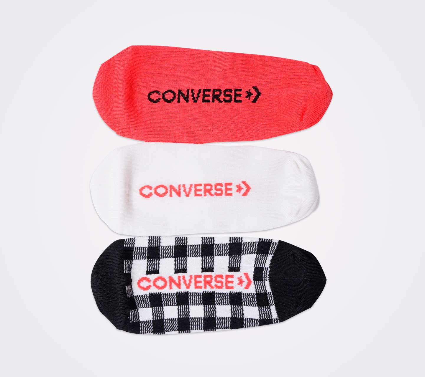 Tripack Converse de Calcetines Cortos Multicolor para Mujer Vista del talón con logo
