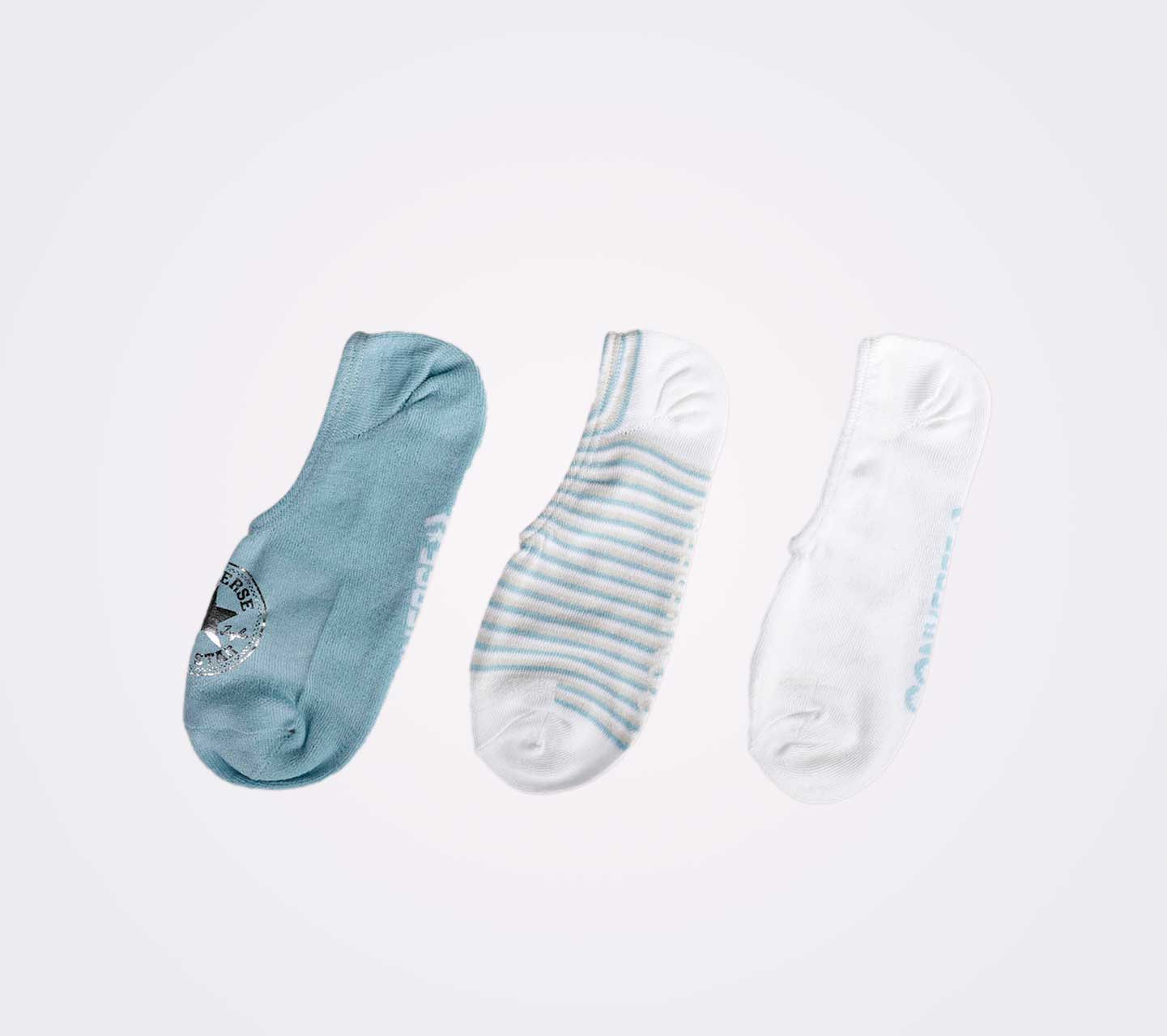 Calcetines Converse Chuck Taylor Tripack Blanco/ Azul para Mujer Vista lateral