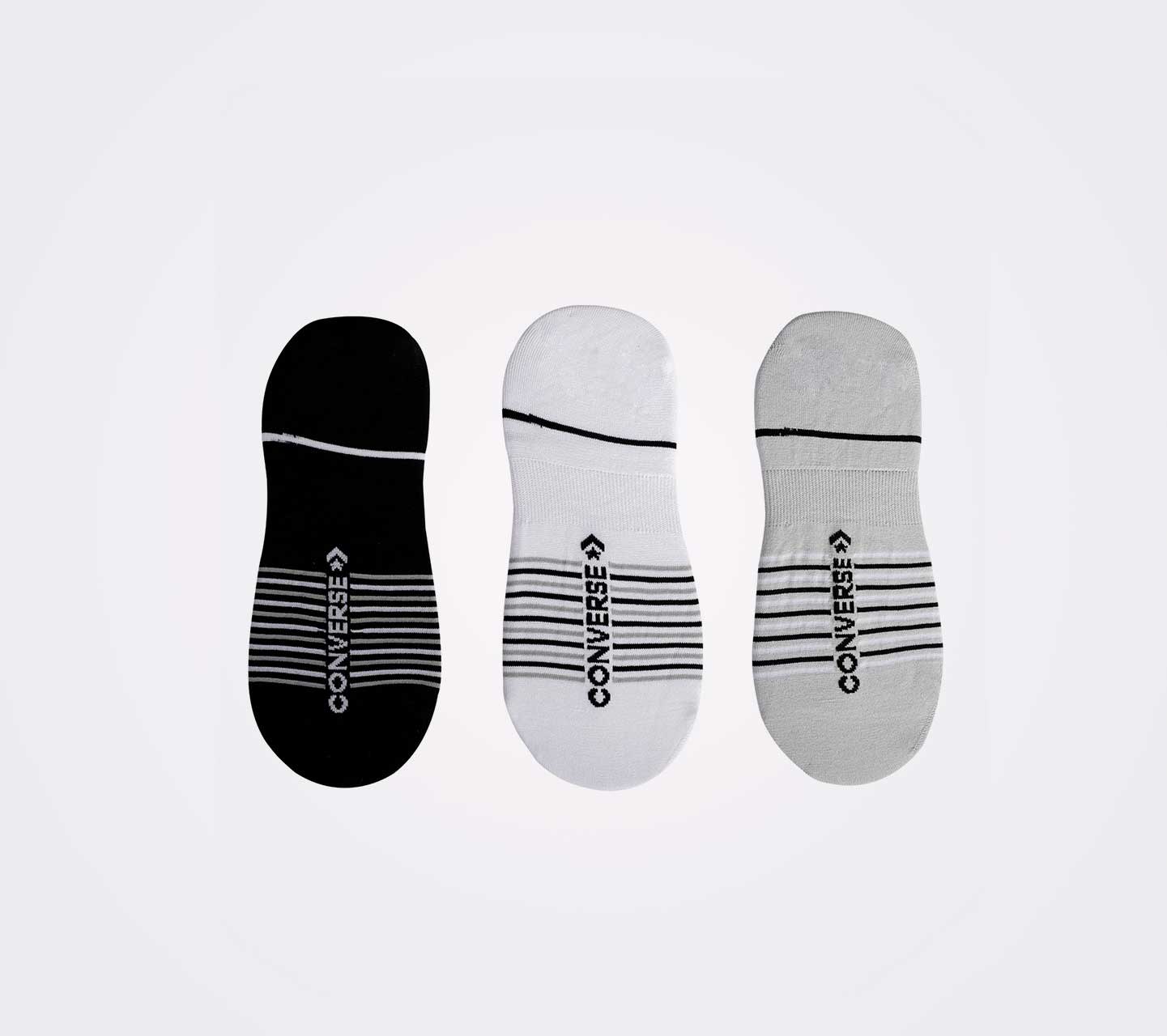 Calcetines Converse Rayados Tripack Unisex Vista del talón con logo