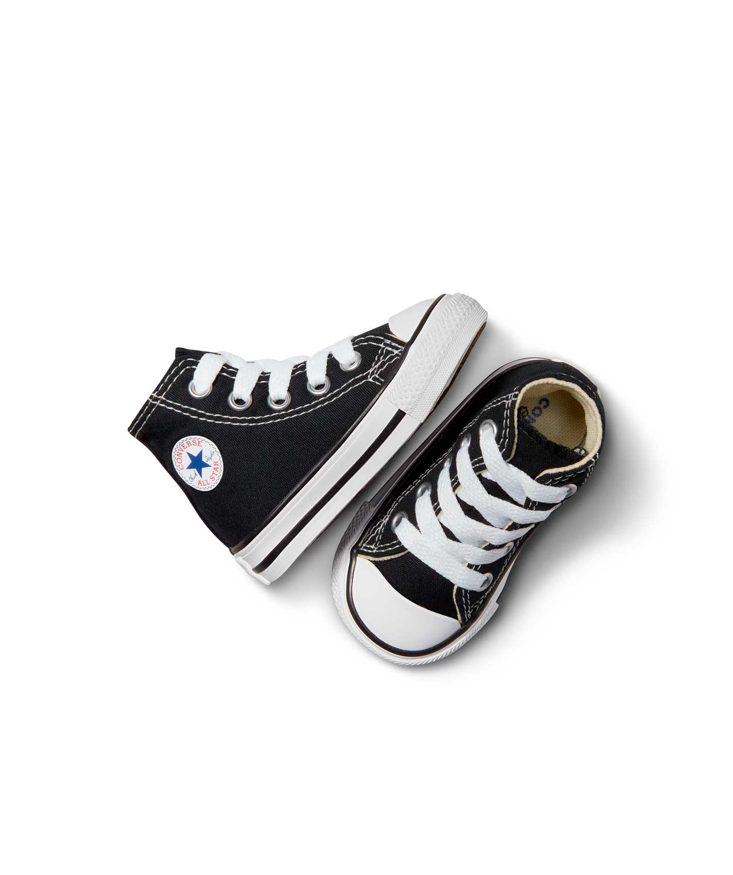 Tenis Converse Chuck Taylor All Star Negros en Bota de Lona para Niños Vista aérea