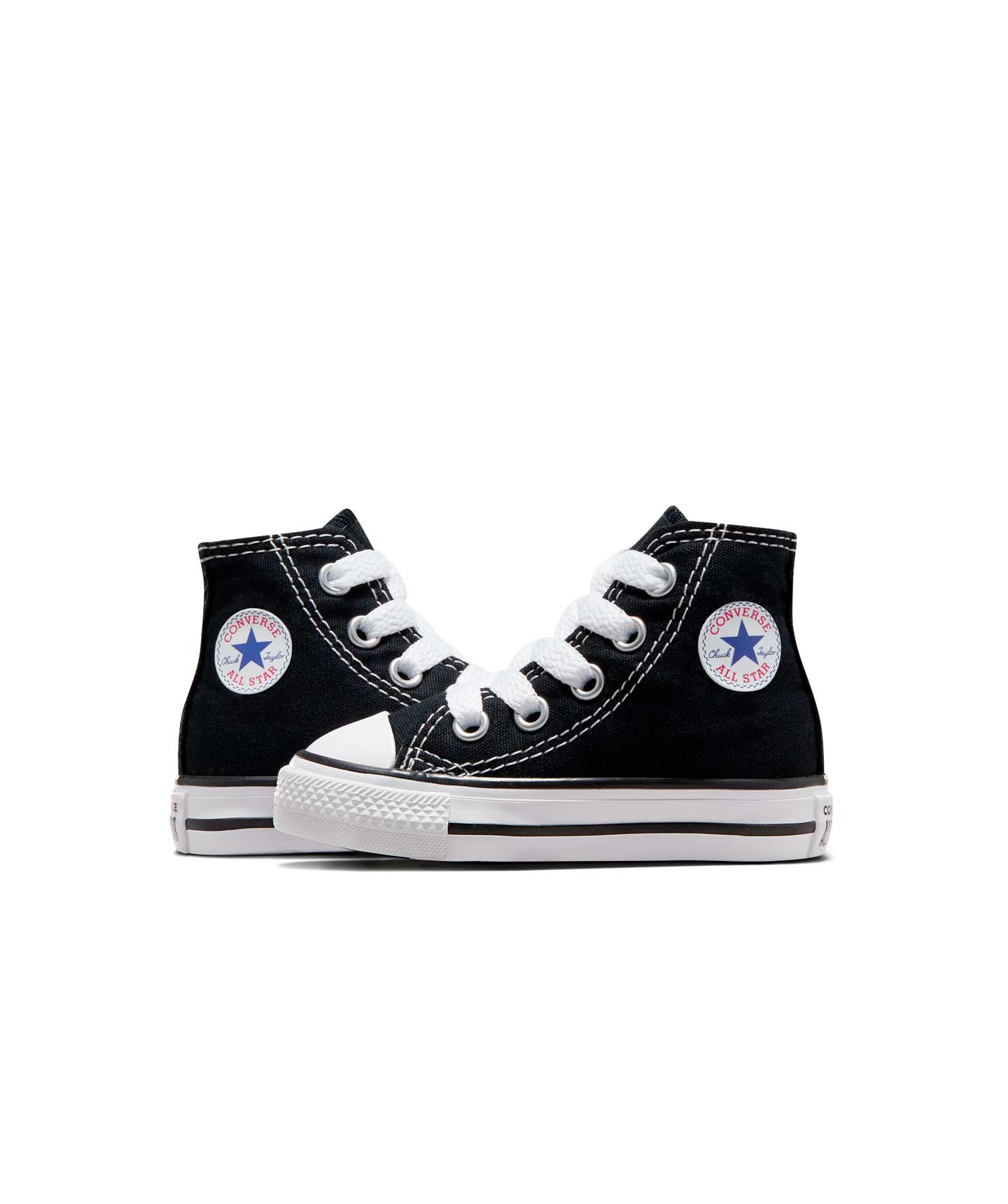 Tenis Converse Chuck Taylor All Star Negros en Bota de Lona para Niños Vista lateral encontrada del par