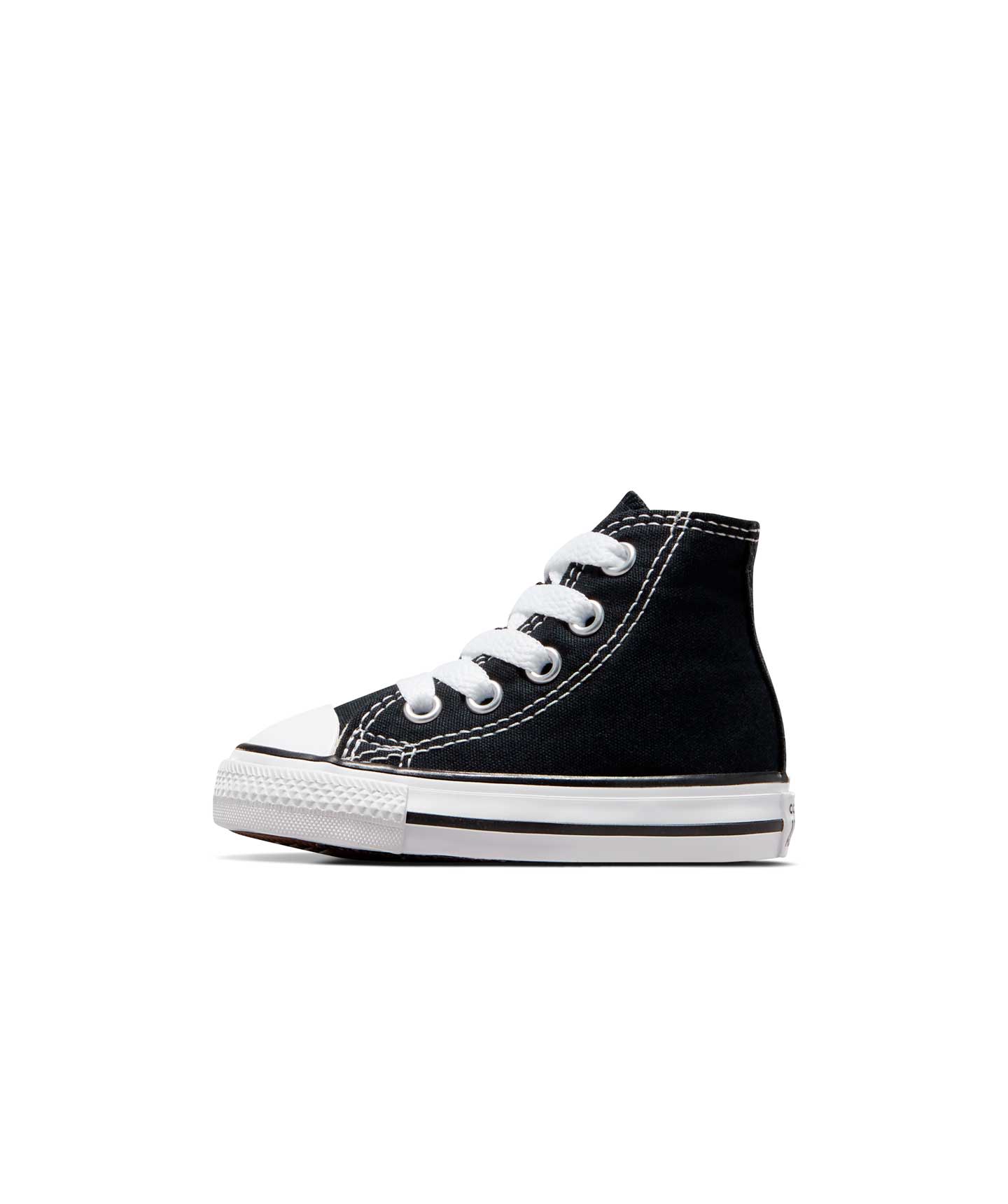 Tenis Converse Chuck Taylor All Star Negros en Bota de Lona para Niños Vista lateral exterior