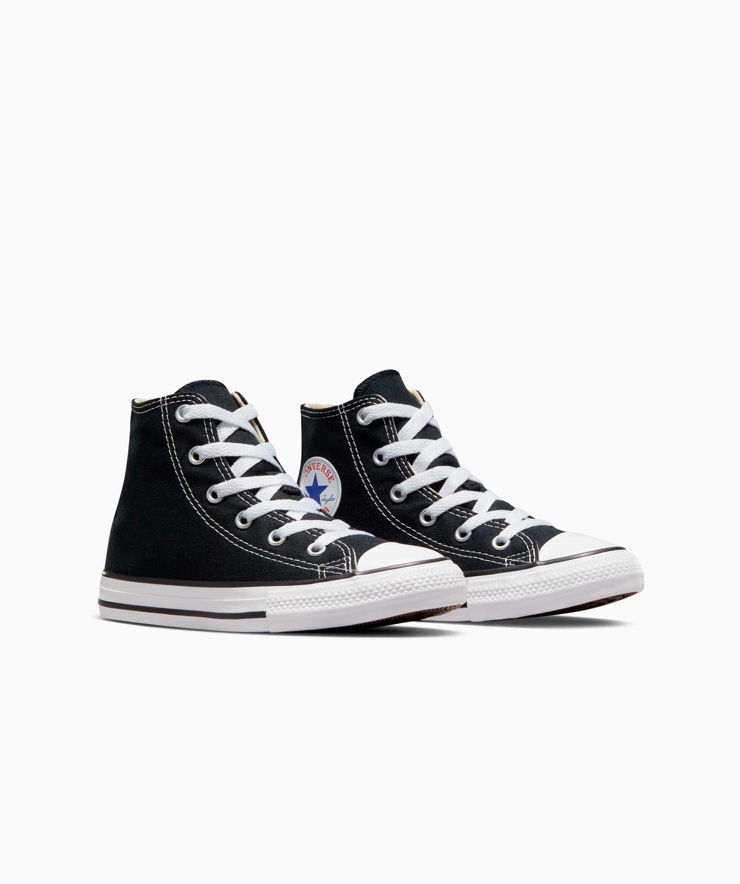Tenis Converse Chuck Taylor Clásico Negros en Bota de Lona para Niños Vista lateral derecha del par