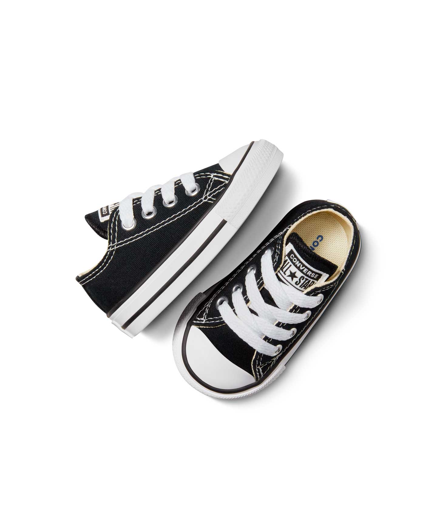 Tenis Converse Chuck Taylor All Star Negros en Choclo de Lona para Niños Vista aérea