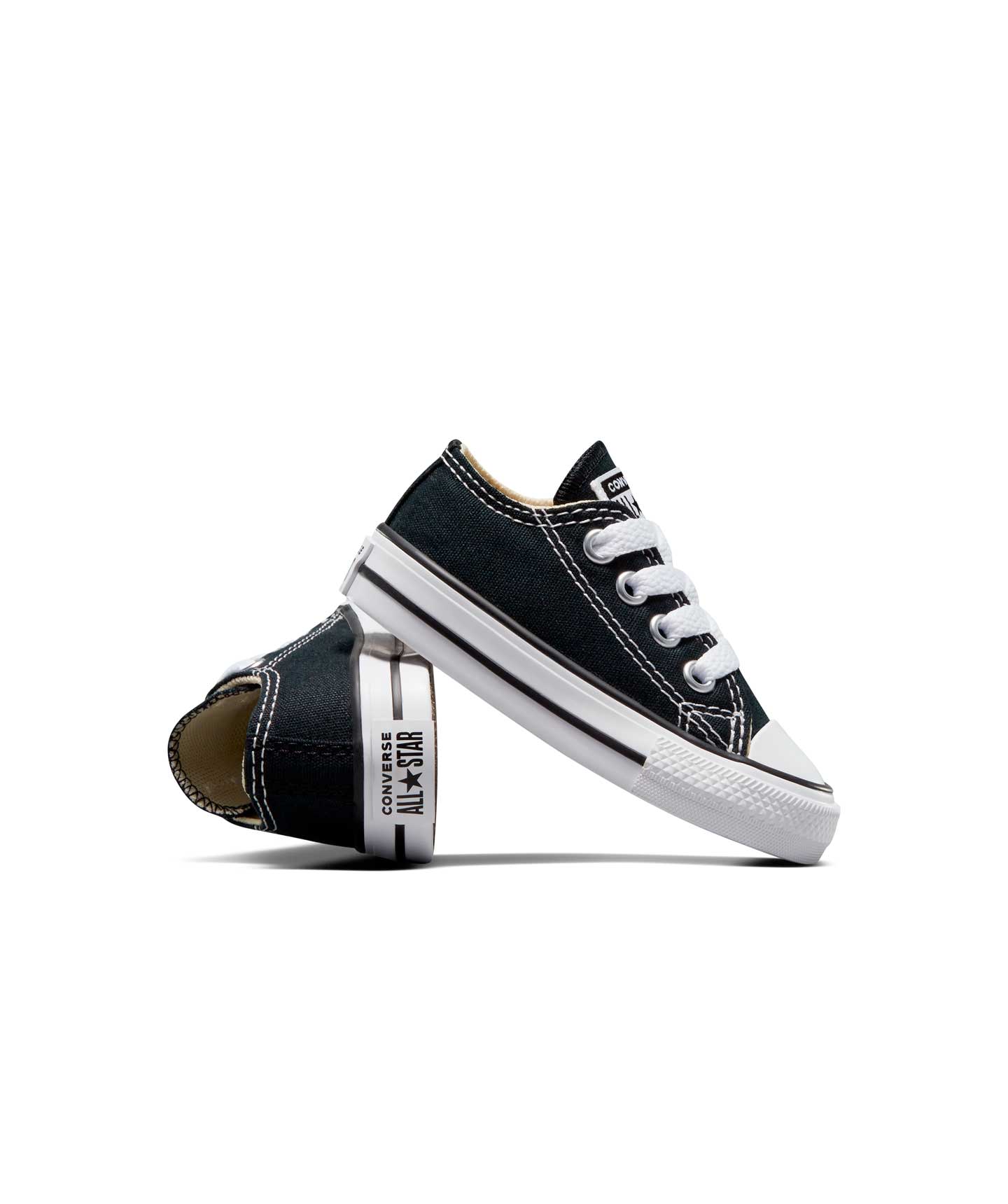 Tenis Converse Chuck Taylor All Star Negros en Choclo de Lona para Niños Vista del par sobrepuestos