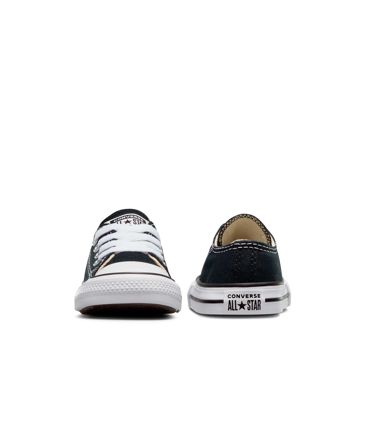 Tenis Converse Chuck Taylor All Star Negros en Choclo de Lona para Niños Vista frontal y trasera