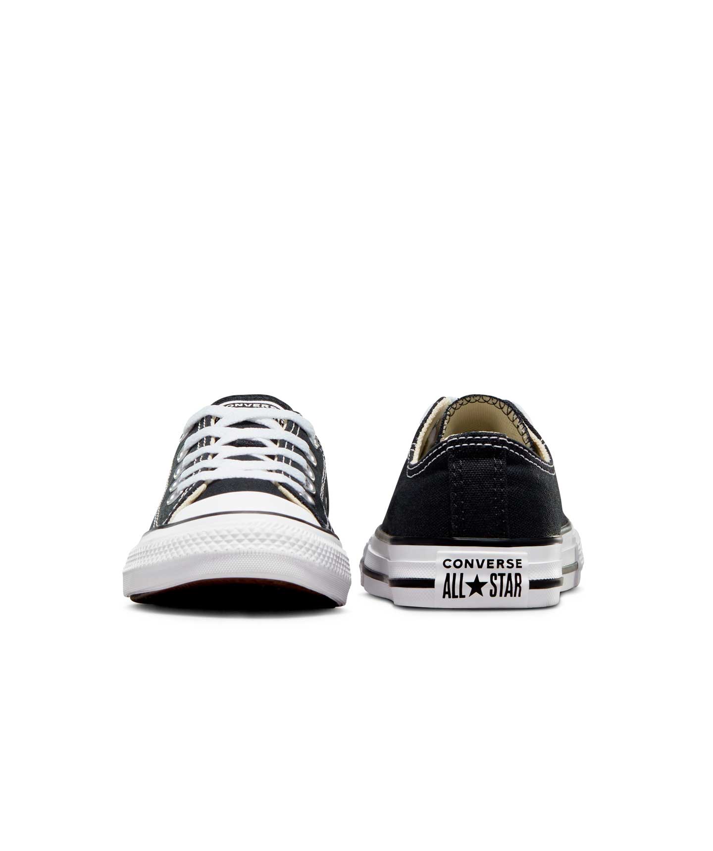Tenis Converse Chuck Taylor Clásico Negros en Choclo de Lona para Niños Vista frontal y trasera