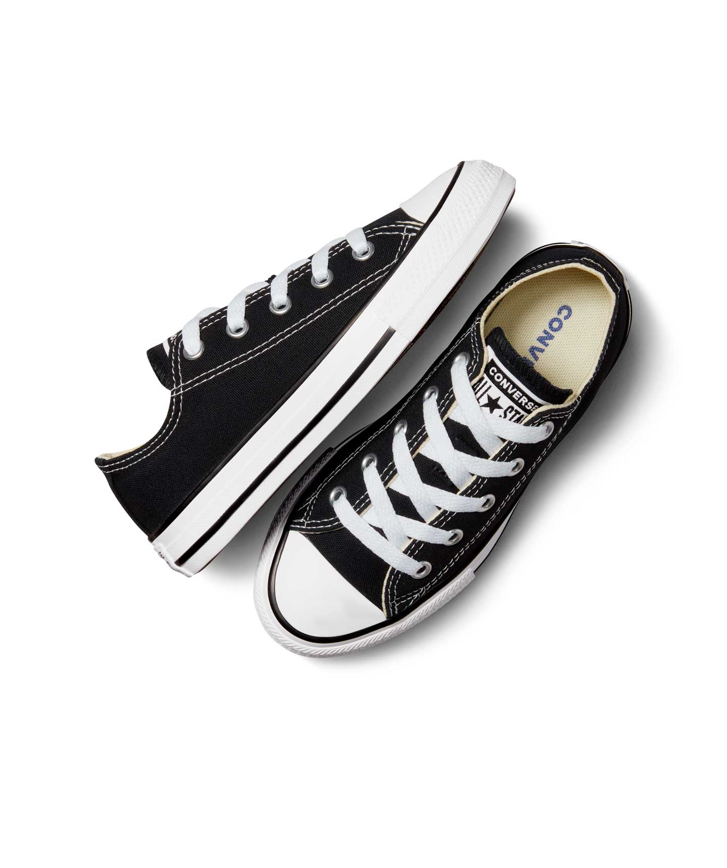 Tenis Converse Chuck Taylor Clásico Negros en Choclo de Lona para Niños Vista aérea