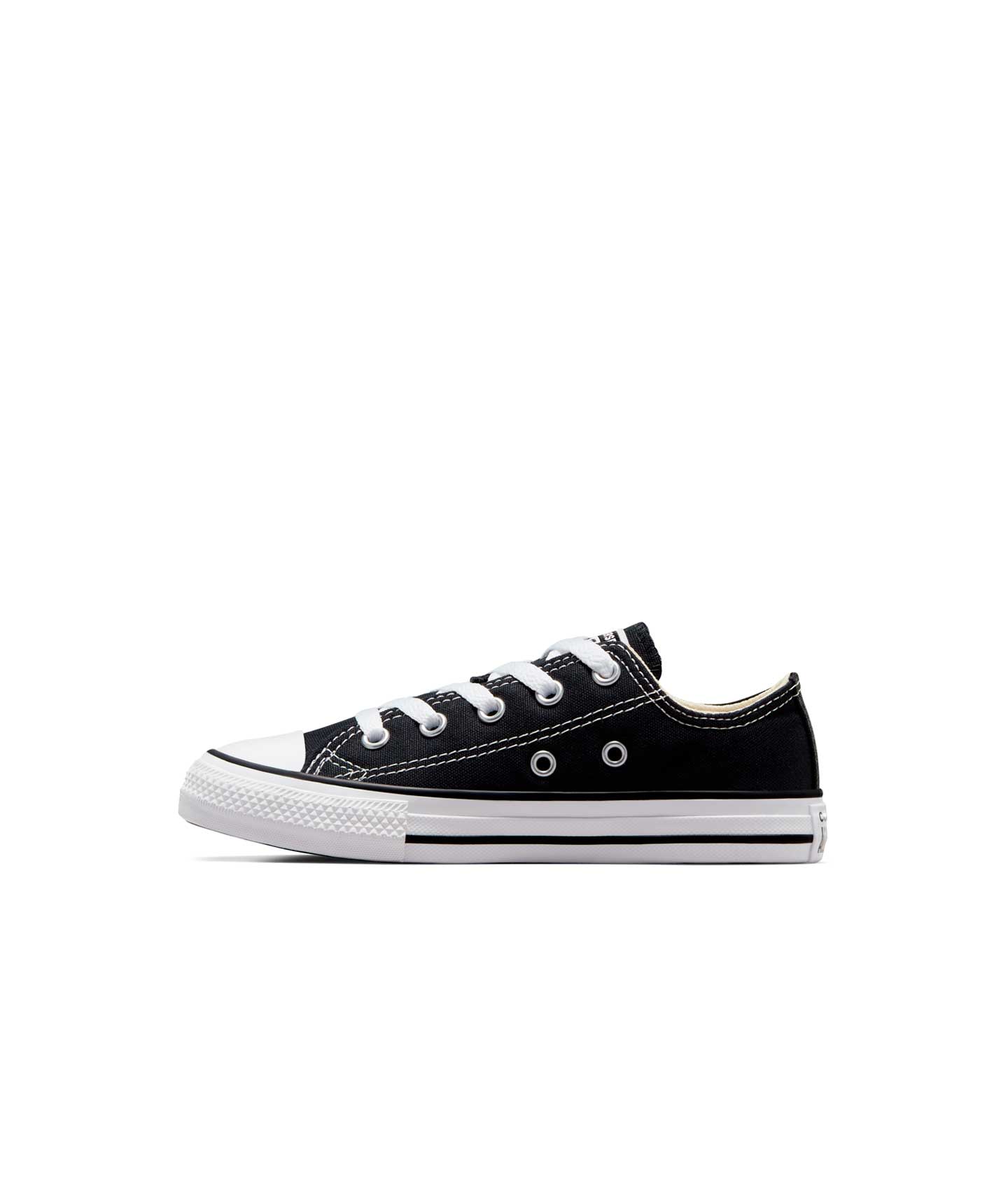 Tenis Converse Chuck Taylor Clásico Negros en Choclo de Lona para Niños Vista lateral interior del pie derecho