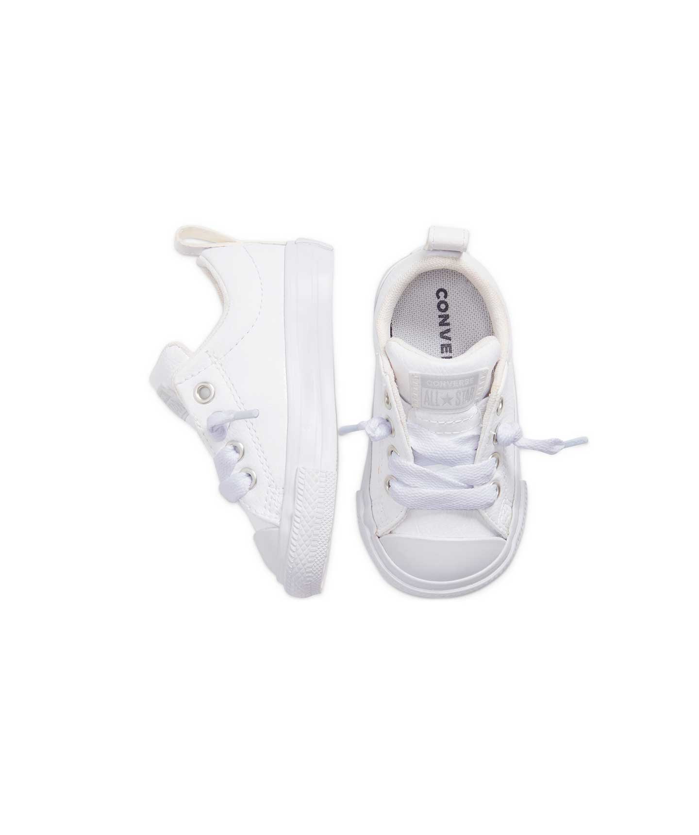 Tenis Converse Chuck Taylor Street Blancos en Choclo Tipo Piel para Niños Vista trasera