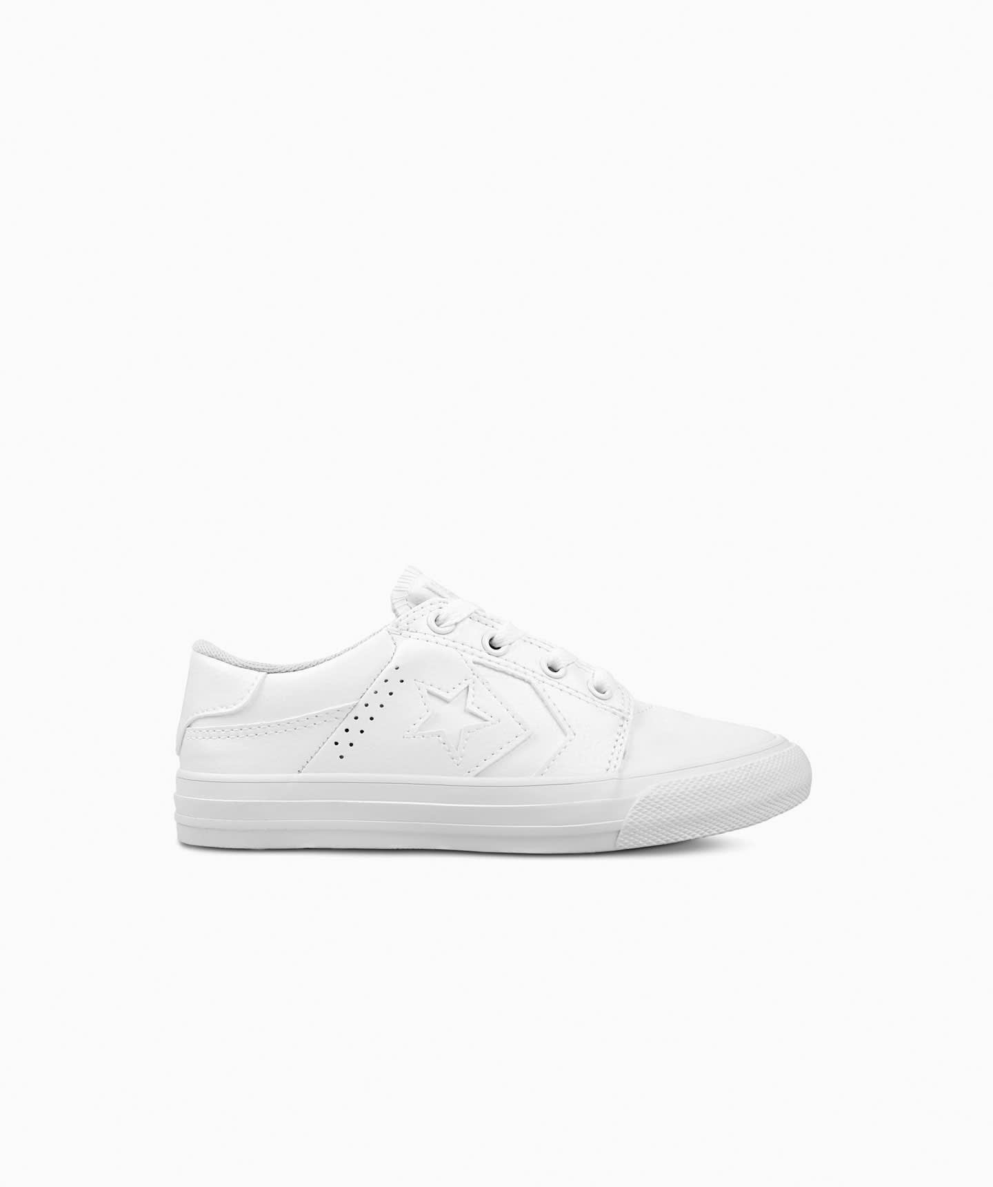 Tenis Converse Tre Star Blancos Monocromaticos en Choclo Tipo Piel para Ninos Converse Mexico