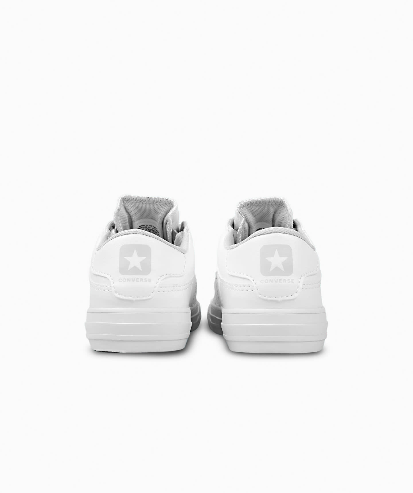 Tenis Converse Tre Star Blancos Monocromaticos en Choclo Tipo Piel para Niños Vista trasera