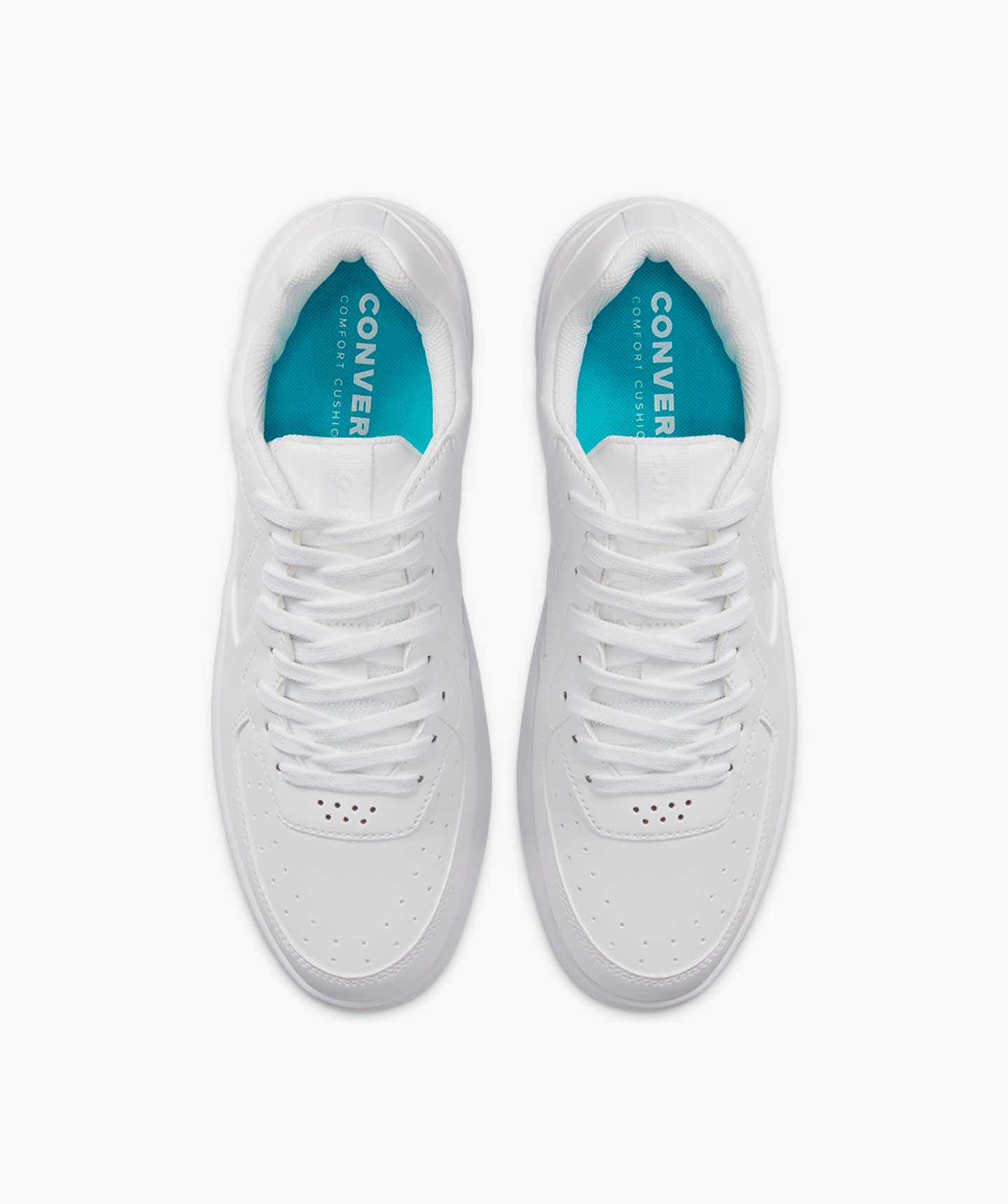 Tenis Converse Rival Blancos en Choclo Tipo Piel Unisex Vista aérea