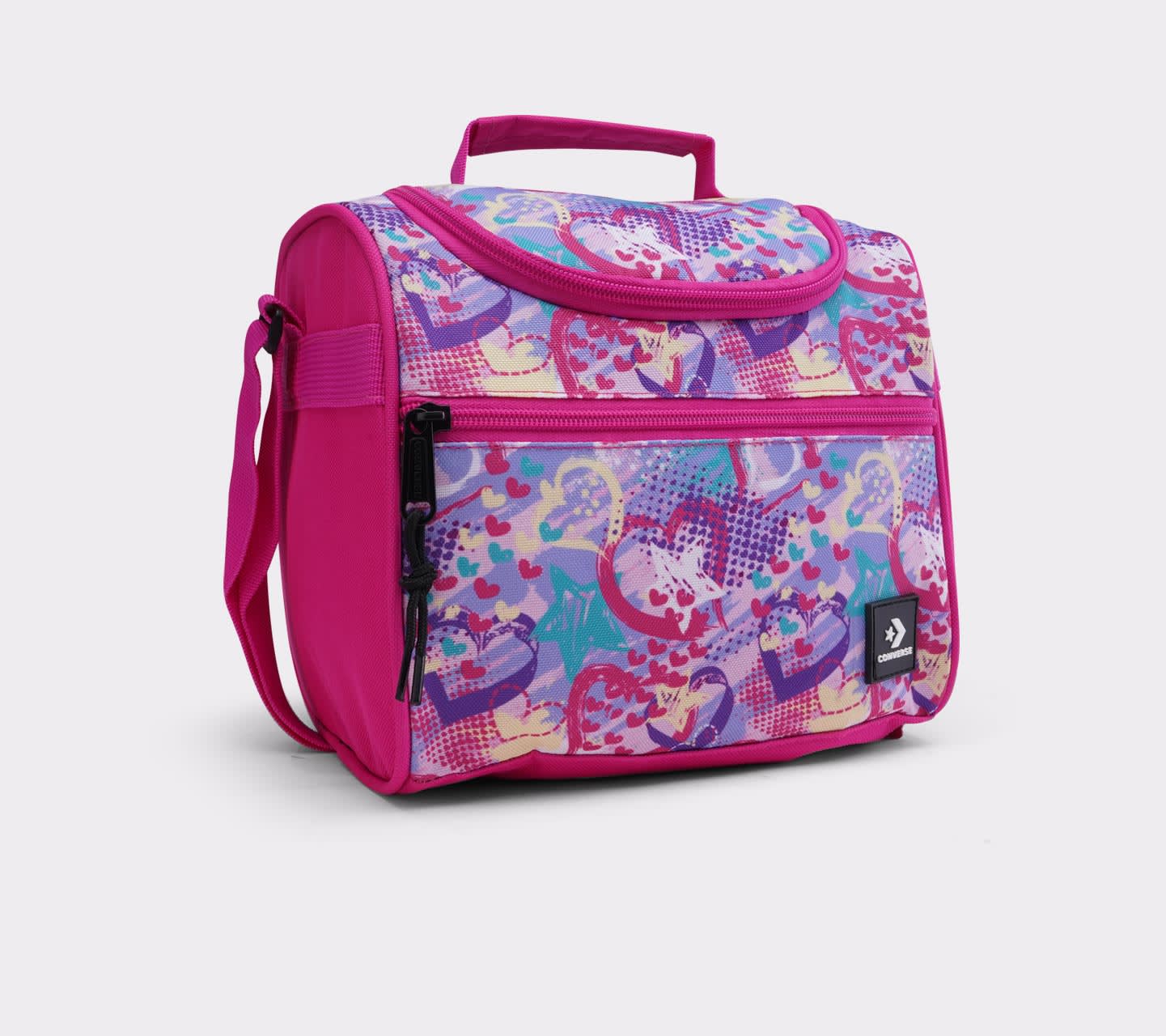 Lonchera Converse BTS 24 Multicolor y Grafico de Corazones Unisex Vista tres cuartos