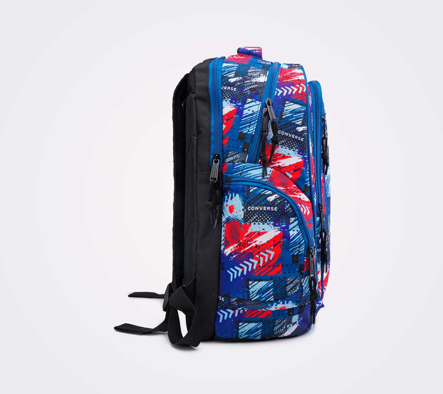 Mochila Converse BTS 24 Azul  Multicolor y Contrastes Rojo Unisex Vista lateral