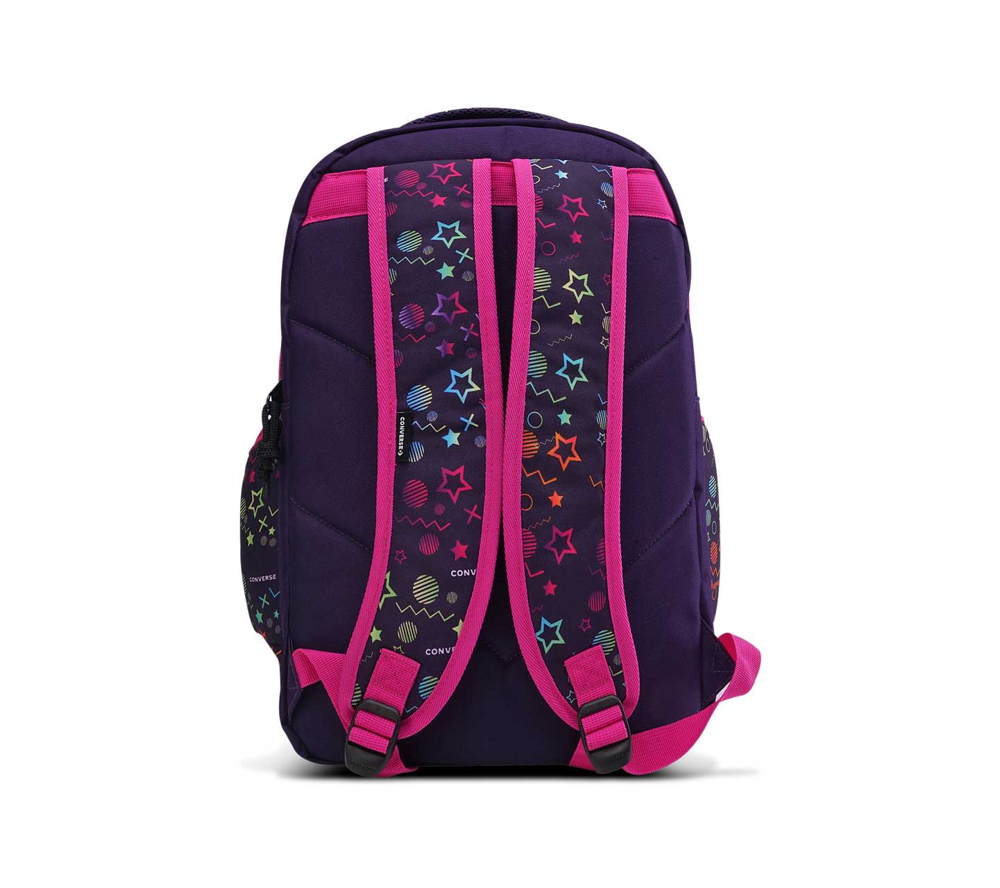 Mochila Converse BTS 24 Lila Multicolor con Fondo Lila Unisex Vista trasera