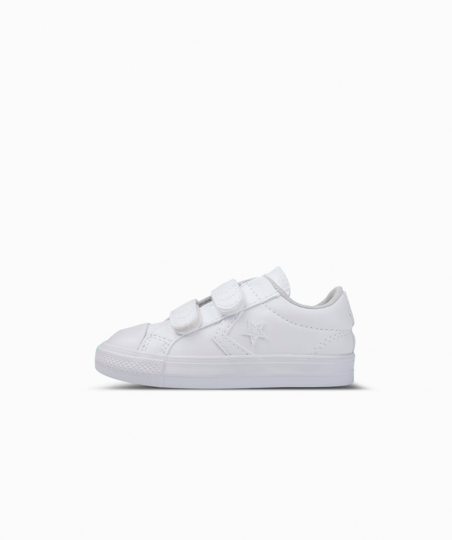 Tenis Converse Star Player 2 Velcros Blancos en Choclo Tipo Piel para Niños Vista lateral exterior