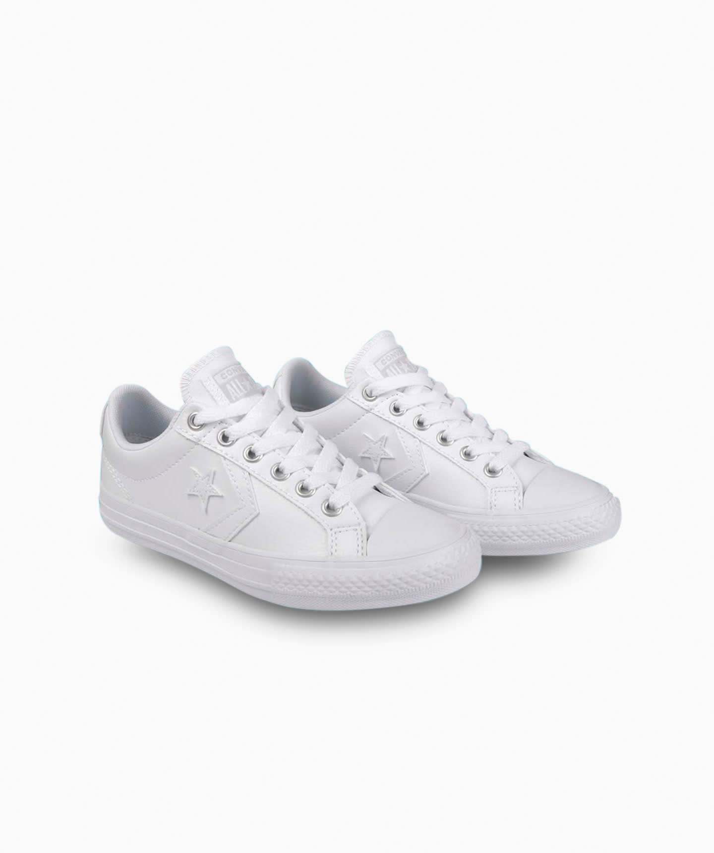 Tenis Converse Star Player Blancos en Choclo Tipo Piel para Niños Vista lateral derecha del par