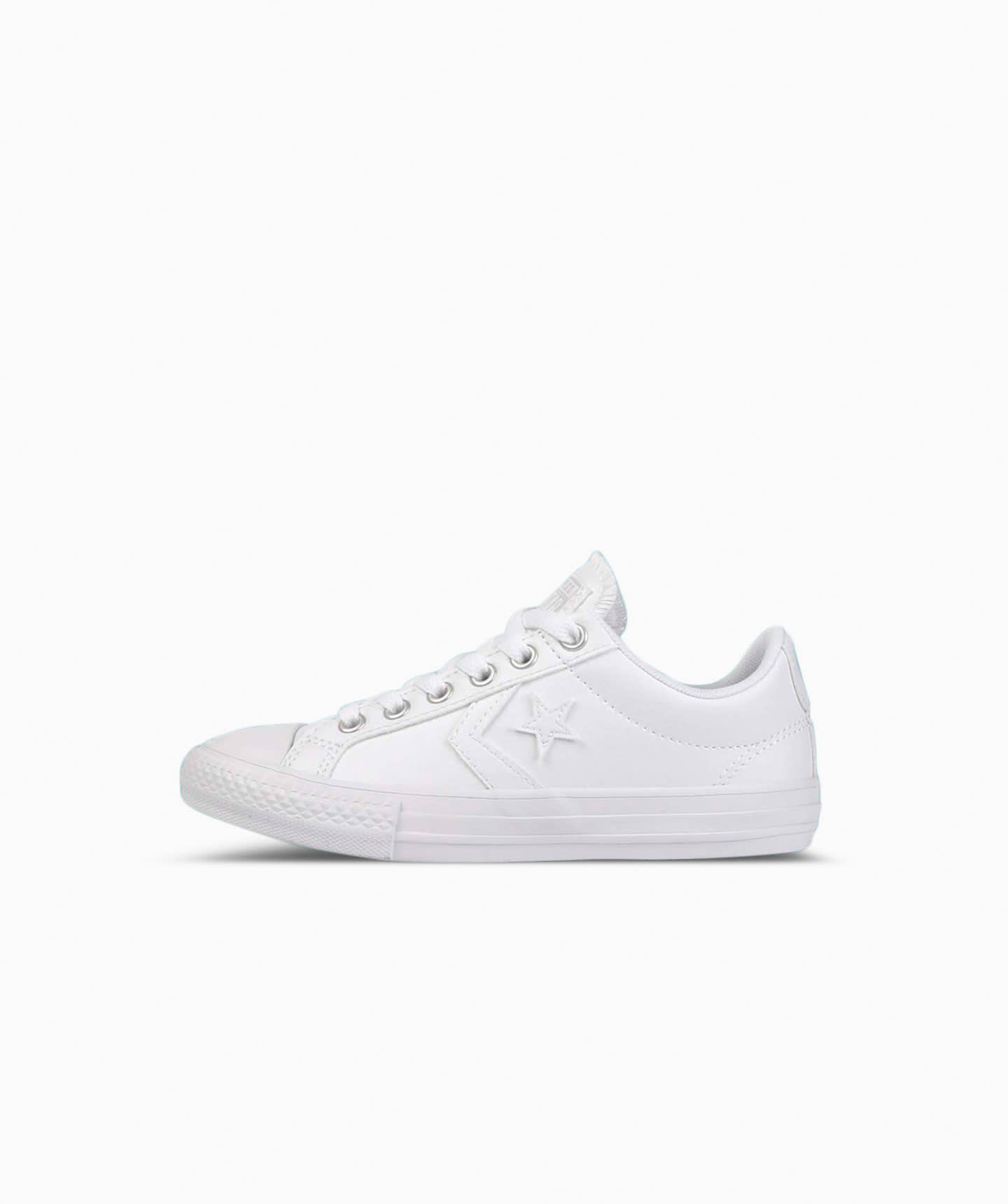 Tenis Converse Star Player Blancos en Choclo Tipo Piel para Niños Vista lateral exterior