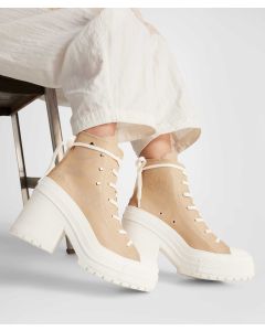 Tenis Converse de Plataforma Chuck 70 De Luxe Heel Cafés en Bota de Piel para Mujer