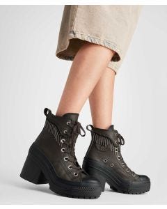 Tenis Converse de Plataforma Chuck 70 De Luxe Heel Cafés Oscuro en Bota de Piel para Mujer