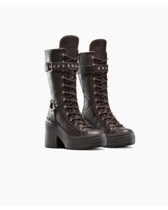 Tenis Converse de Plataforma Chuck 70 De Luxe Heel Café en Bota de Piel para Mujer