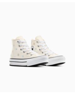 Tenis Converse de Plataforma EVA Lift Hueso con Diseño en Bordado Floral en Bota de Lona para Niño