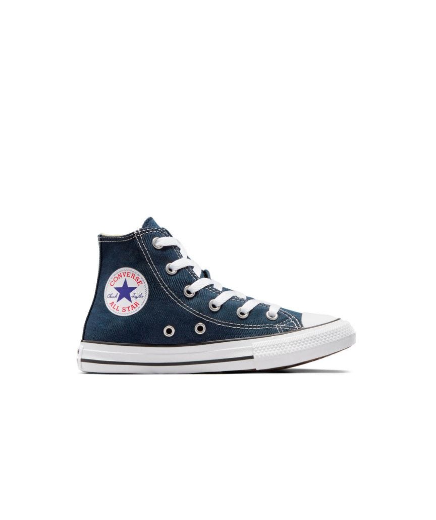 Tenis Converse Chuck Taylor Clásico Azules en Bota de Lona para Niños Vista lateral interior