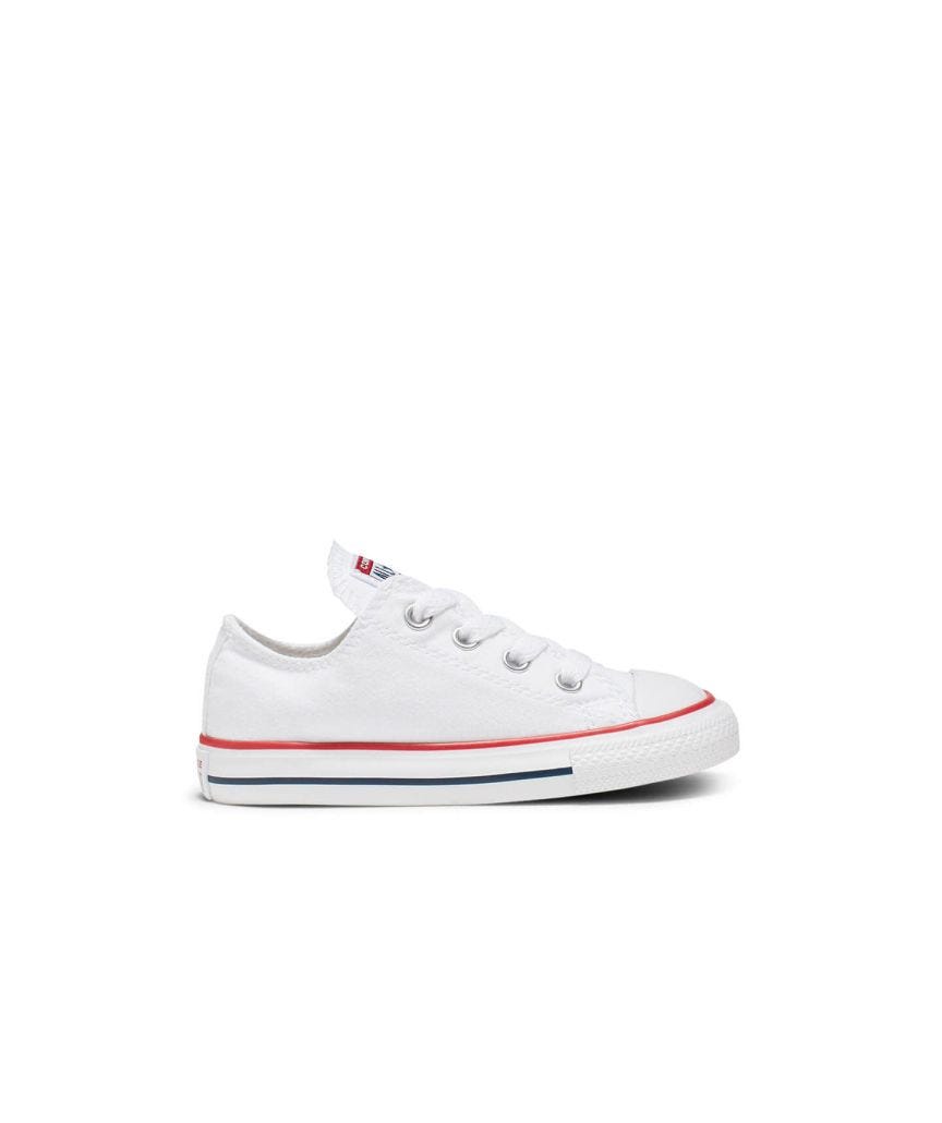 Tenis Converse Chuck Taylor All Star Blancos en Choclo de Lona para Niños Vista lateral exterior pie derecho