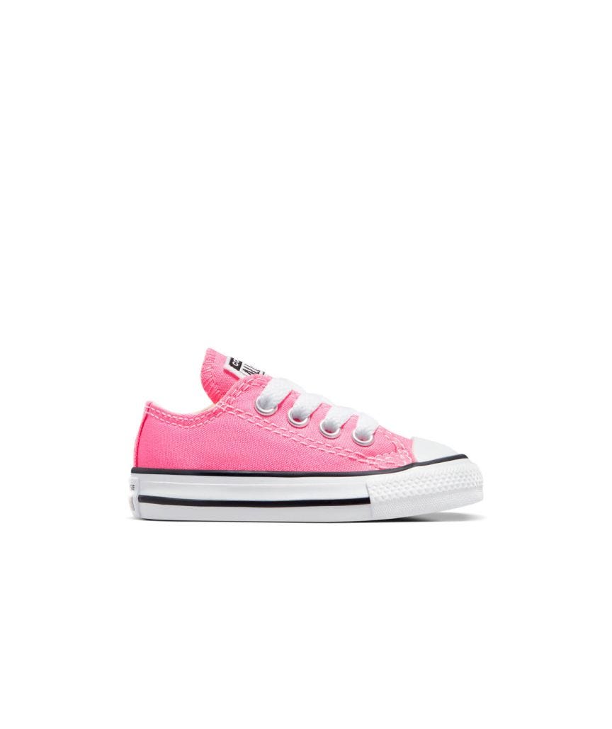 Tenis Converse Chuck Taylor All Star Rosas en Choclo de Lona para Niñas Vista lateral exterior pie derecho