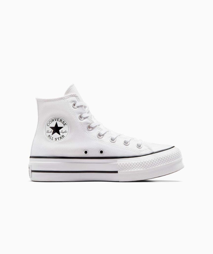 Tenis Converse de Plataforma Lift Blancos en Bota de Lona para Mujer Vista lateral interior
