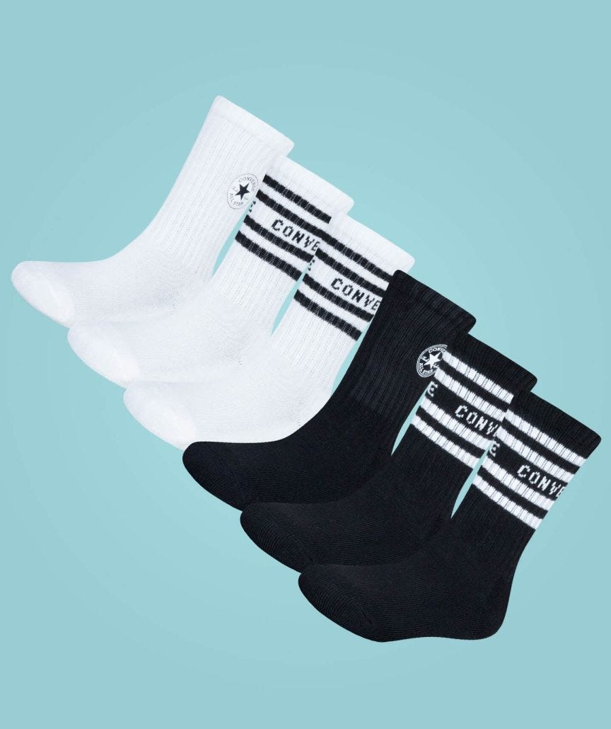 Calcetas Converse Tripack Blanco/ Negro para Niños de 4- 7 años Vista lateral izquierda