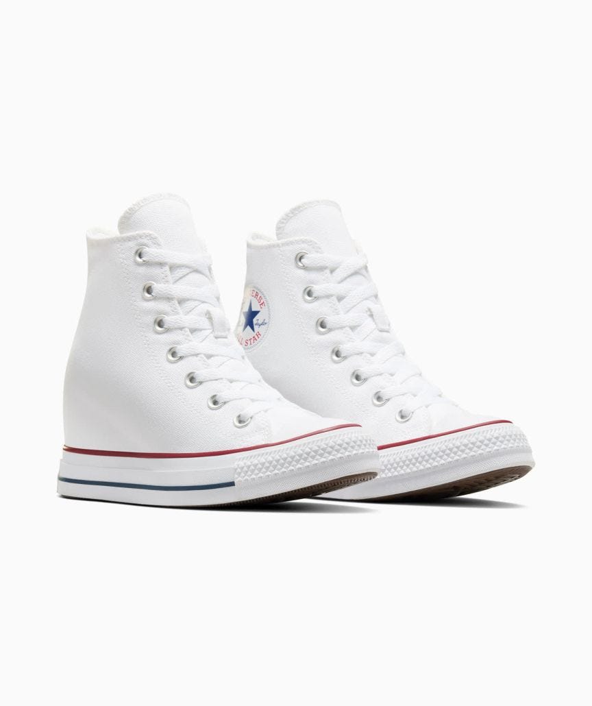 Tenis Converse Chuck Taylor Wedge Blancos en Bota de Lona para Mujer Vista lateral derecha del par