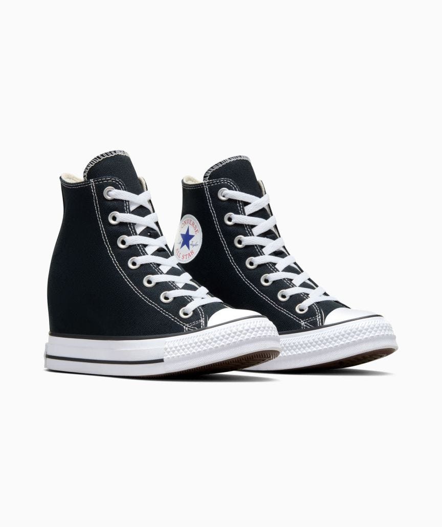 Tenis Converse Chuck Taylor Wedge Negros en Bota de Lona para Mujer Vista lateral derecha del par